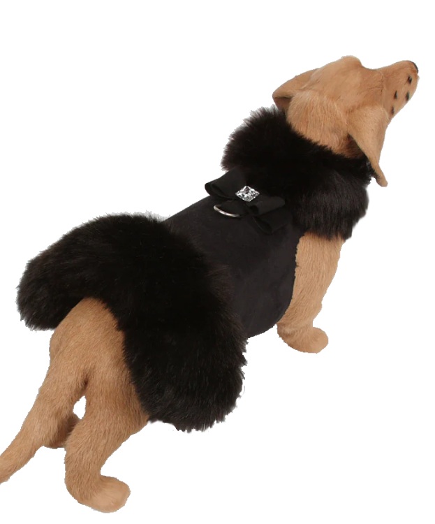 ★Susan Lanci/スーザンランシー★ Big Bow Black Fox Fur Coat 犬用フェイクファーコート