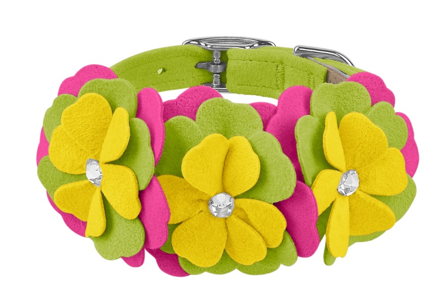 ★Susan Lanci★ スーザンランシー Dragon Fruit Flower Collar 犬用スワロフスキ付き首輪