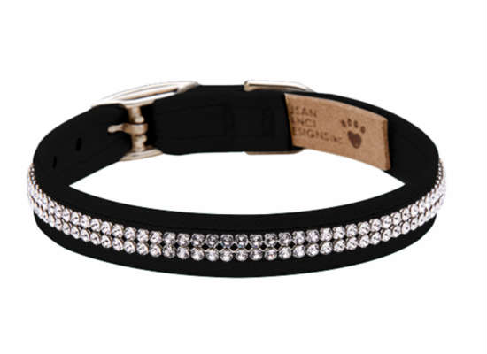★Susan Lanci★スーザンランシーGiltmore Collar_ブラック犬用スワロフスキ付き首輪｜Mif and Chelly