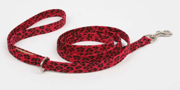 ★Susan Lanci★ スーザンランシー Cheetah Couture Plain Leash ウルトラスエードリード（レッドチータ）