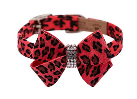 ★Susan Lanci★ スーザンランシー Cheetah Couture Nouveau Bow Collar_マンゴーチータ 犬用スワロフスキ付き首輪