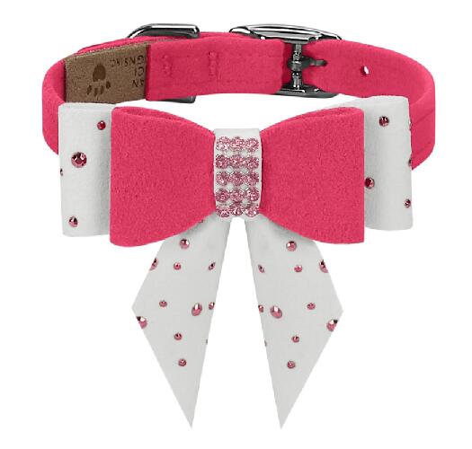 ★Susan Lanci★ スーザンランシー Pink is Love 2022 Double Tail Bow Collar 犬用スワロフスキ付き首輪