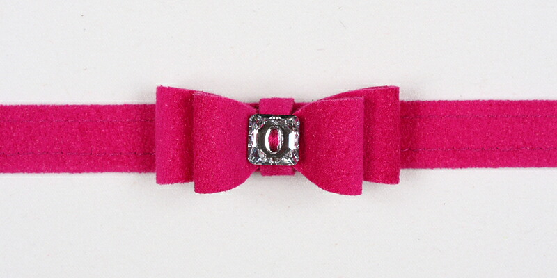 ★Susan Lanci★ スーザンランシー Big Bow Collar 犬用スワロフスキ付き首輪 ワインアンドローズ