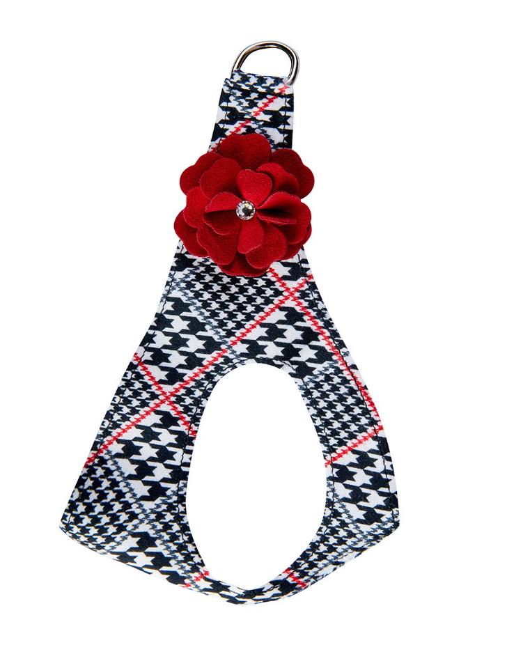 ★Susan Lanci/スーザンランシー★Classic Glen Houndstooth Red Tinkie's Garden Flowerスワロフスキー付ハーネス画像