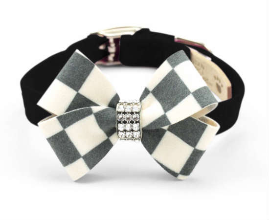 ★Susan Lanci★ スーザンランシー Windsor Check Nouveau Collar_ブラック スワロフスキ首輪