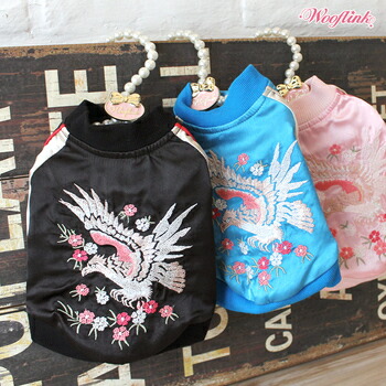 ★Wooflink★（ウーフリンク） EMBROIDERY BOMBER JACKET 犬用アウター（スカジャン）