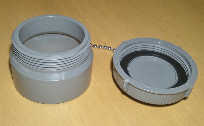 ＶＵ75パイプ用 ネジ式 水閘 75ｍｍ ネジ付キャップ クサリ付 住宅設備 ...