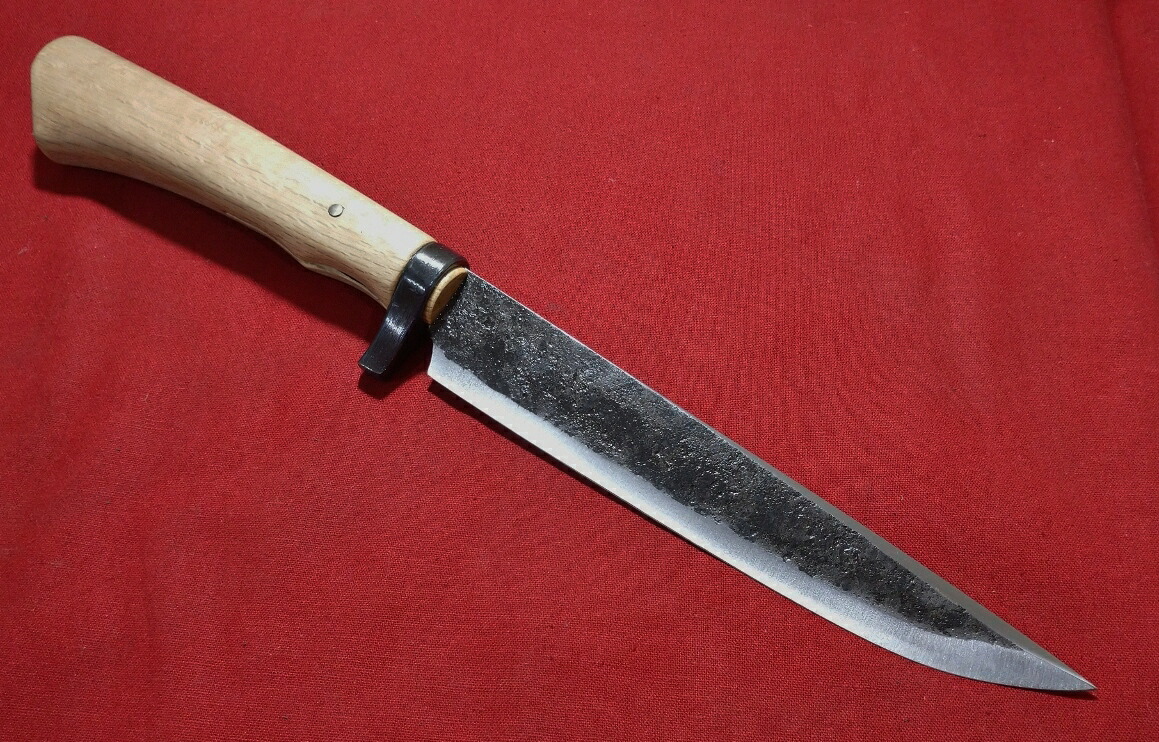手打ち 新規まき直し一号 剣鉈 195粍 両刃 留刺し 鍛える 手打ち出刃包丁  止刺 実用出刃包丁 狩り立てる刀・アウトドア・鍛える出刃包丁