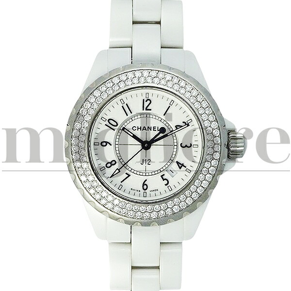 CHANEL シャネル J12 H0967 ホワイトセラミック 33mm ダイヤベゼル レディース 腕時計【中古】