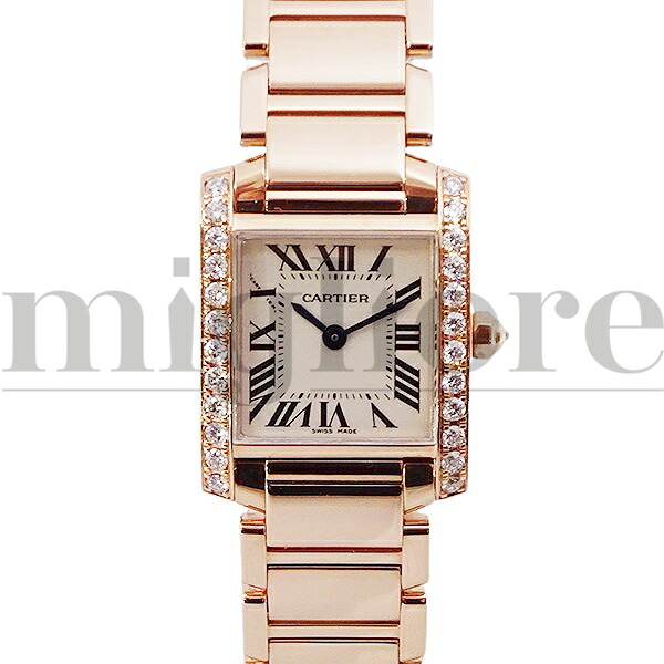 Cartier カルティエ タンクフランセーズSM W51008Q3/2384 PGコーティング アフターダイヤカスタム クォーツ レディース 腕時計【美品中古】