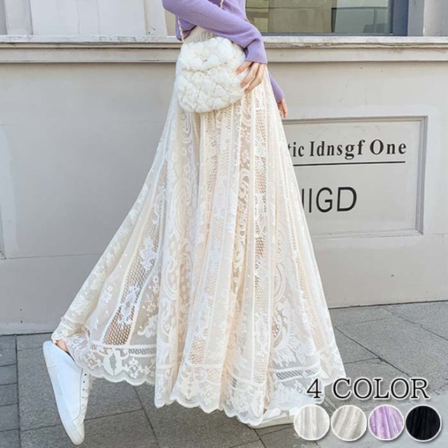 ebure リーフリバーレーススカート　レーススカート　フレアスカート ebure リーフリバーレーススカート レーススカート フレア