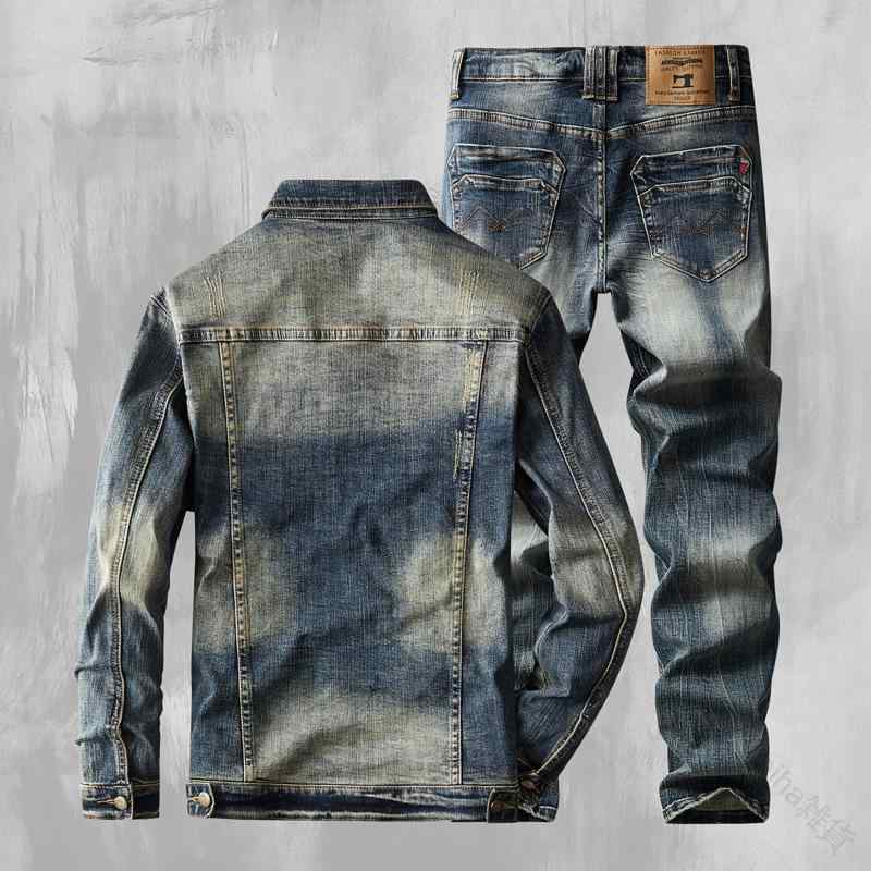 メンズ デニム セットアップ 長袖 Tシャツ ショートパンツ 上下セット 綿 素材 ストレッチ ウォッシュ 加工 春 夏 スポーツ ウェア ルーム ウェア アメカジ 定番 シンプル 着回し 高級感 レトロ カラー
