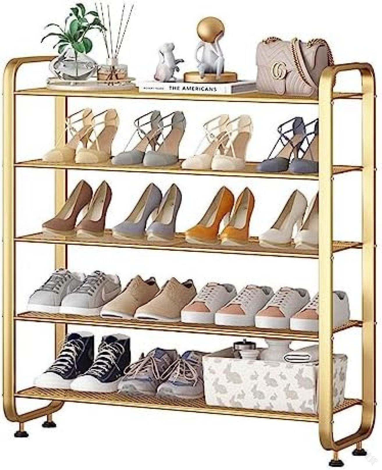 シューズ ラック 家庭 用 経済 的 な シンプル な ドア 寝室 靴 キャビネット 多層 5 floors ゴールド 80cm 屋内 収納 ラック 見栄え の 良い 寮 用
