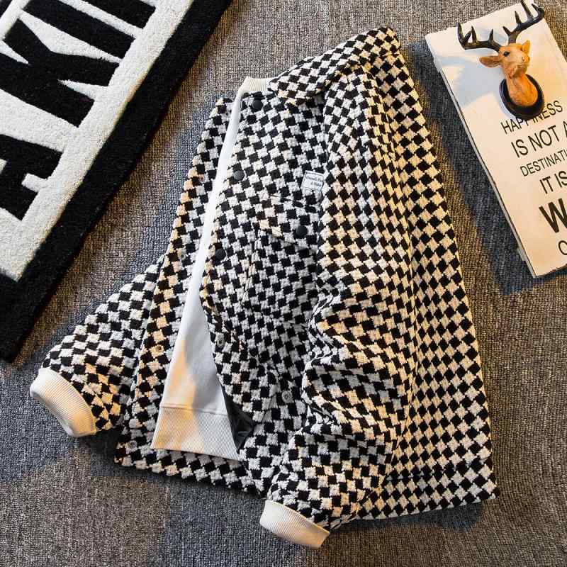 メンズ ファッション オシャレ カジュアル 男性 用 ヘビー レトロ チェック柄 小柄 ジャケット 春秋 ハイエンド フレグランス