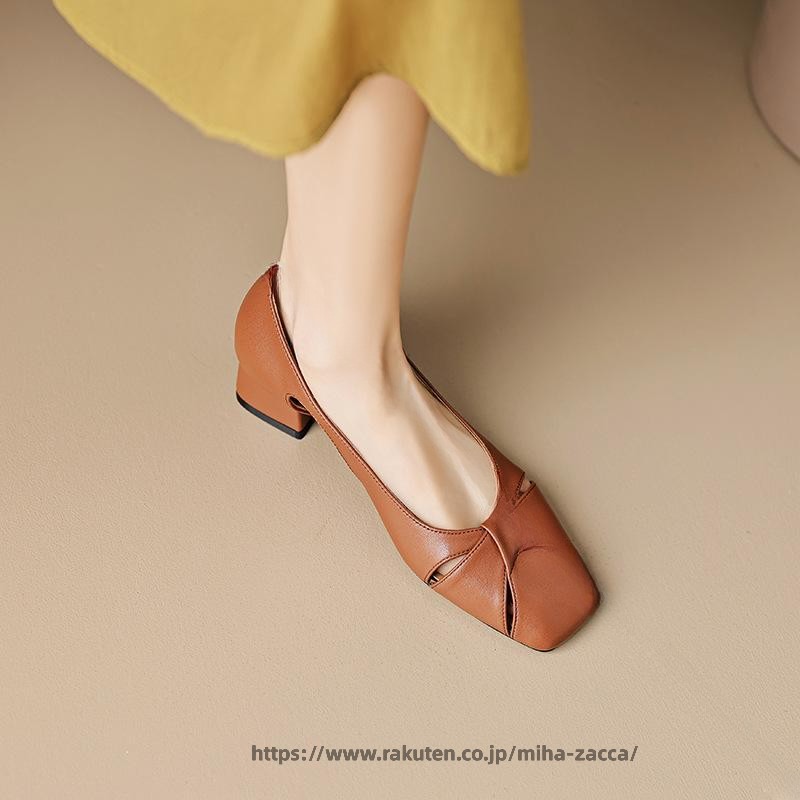 パンプス レディース メリージェーン 本革 ラウンドトゥ 同盟罷工さあ美 フレンチ表現スタイル 御前上等感 カットアウト 太踵 真っただ中踵 レトロ 心地よい 赤銅色 ゴールド しろがね色