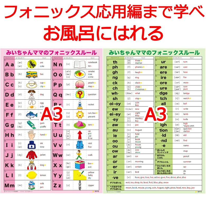 楽天市場】フォニックス ルール 表 一覧表 ポスター 英語 英会話 教室 小学校 英会話スクール 塾 発音記号 おすすめ ブレンド 応用編 基礎編  アルファベット表 教材 学習 大人のフォニックス一覧表 子供 小学生 初心者【みいちゃんママのA1フォニックスルール表】発音の ...