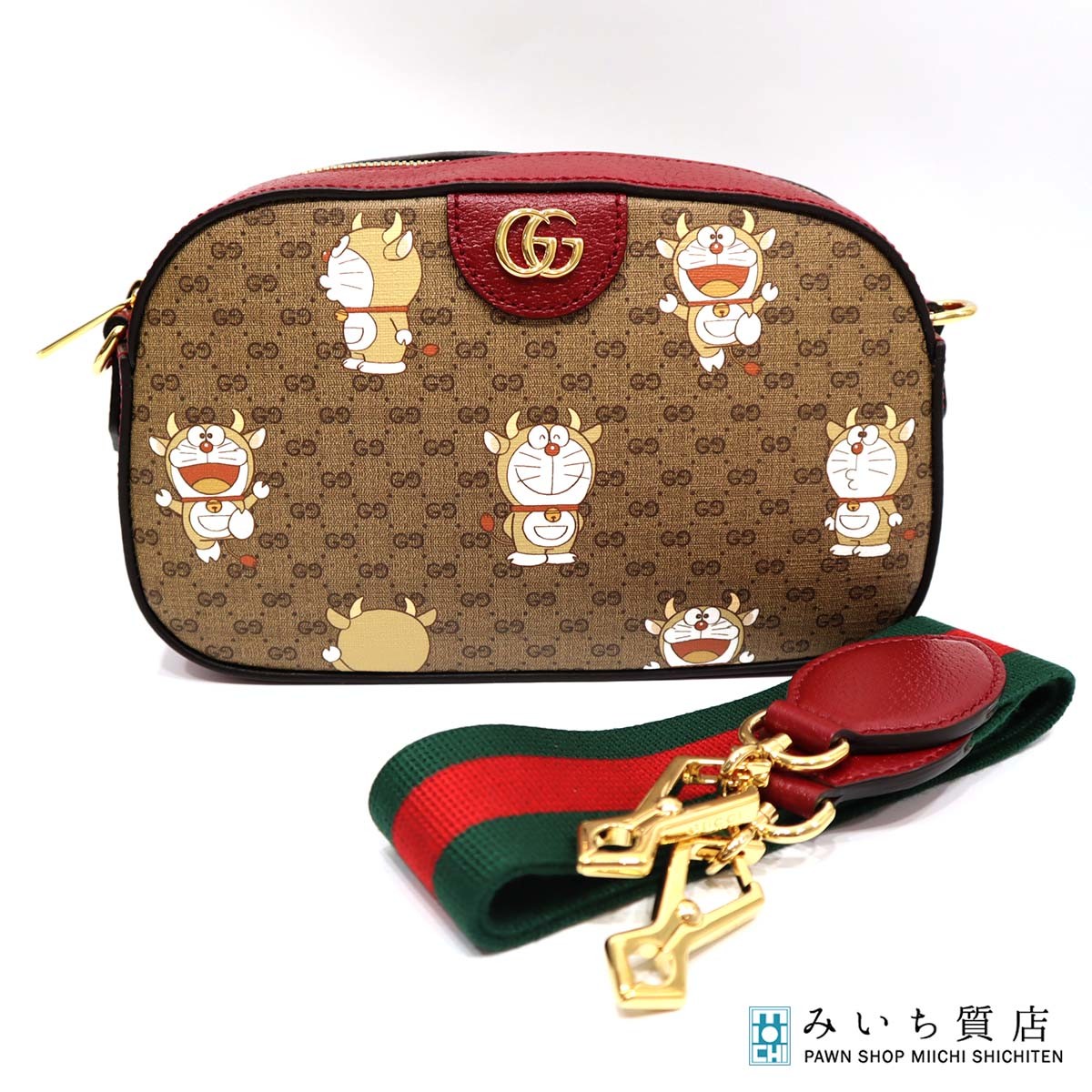 グッチ 質屋 Gucci 希少 限定品 ドラえもん うしドラ コラボ ショルダーバッグ コラボ 5746 うしドラ シェリーライン バッグ 限定品 みいち質店 みいち質店