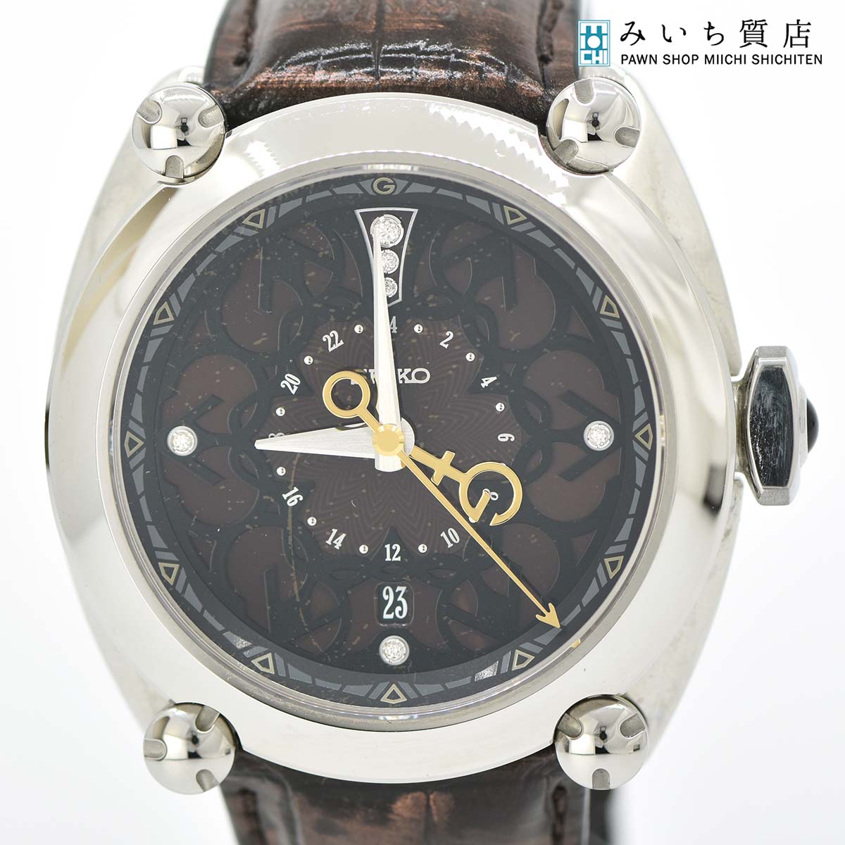 質屋 腕時計 SEIKO GALANTE セイコー ガランテ プレミアムウォッチサロン SBLM009 8L36-00C0 自動巻き ダイヤモンド 6P K142 みいち質店｜みいち質店