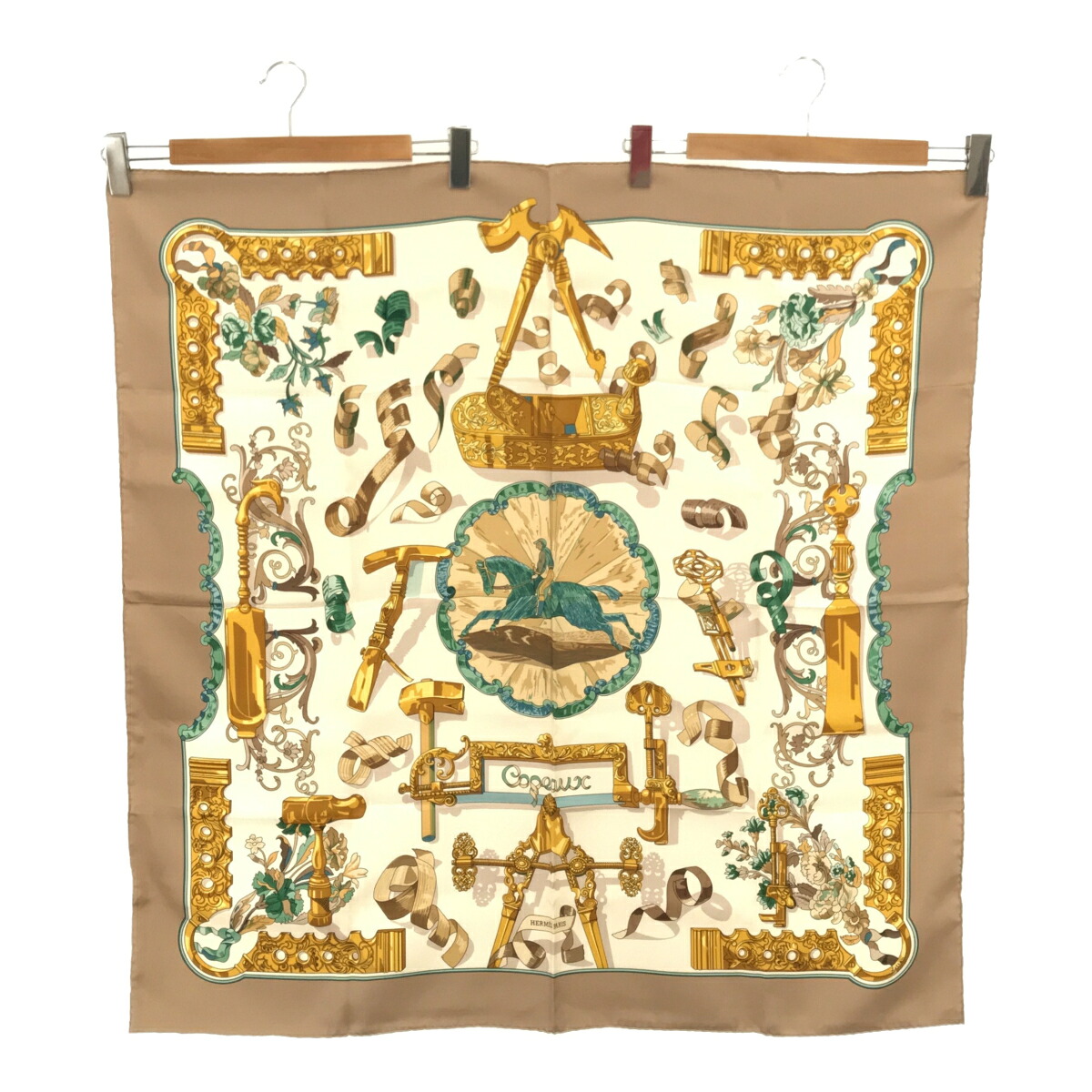 質屋 HERMES エルメス カレ90 「Copeaux」 おが屑 スカーフ グレー H5208 みいち質店｜みいち質店