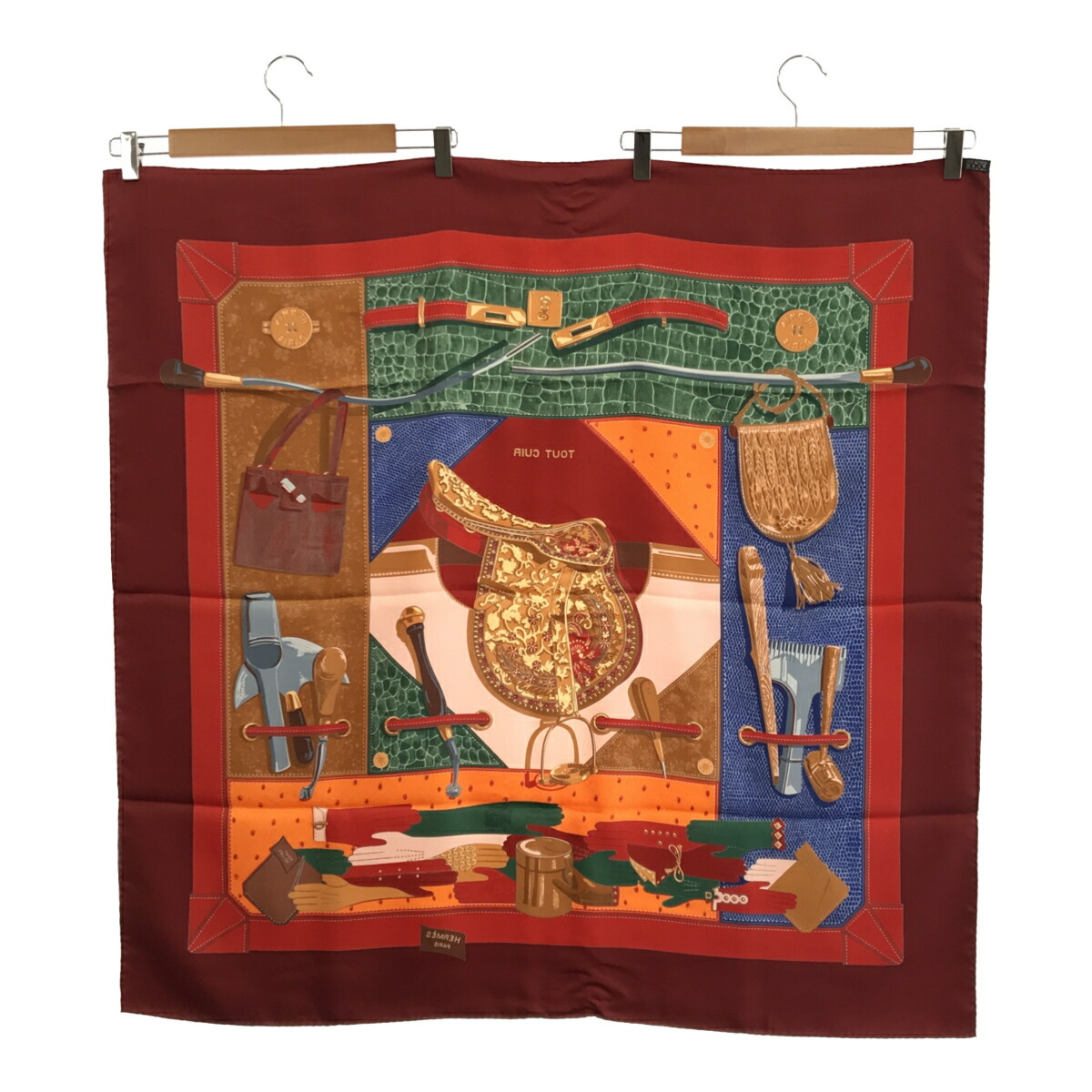 楽天市場】質屋 HERMES エルメス カレ90 「Copeaux」 おが屑 スカーフ