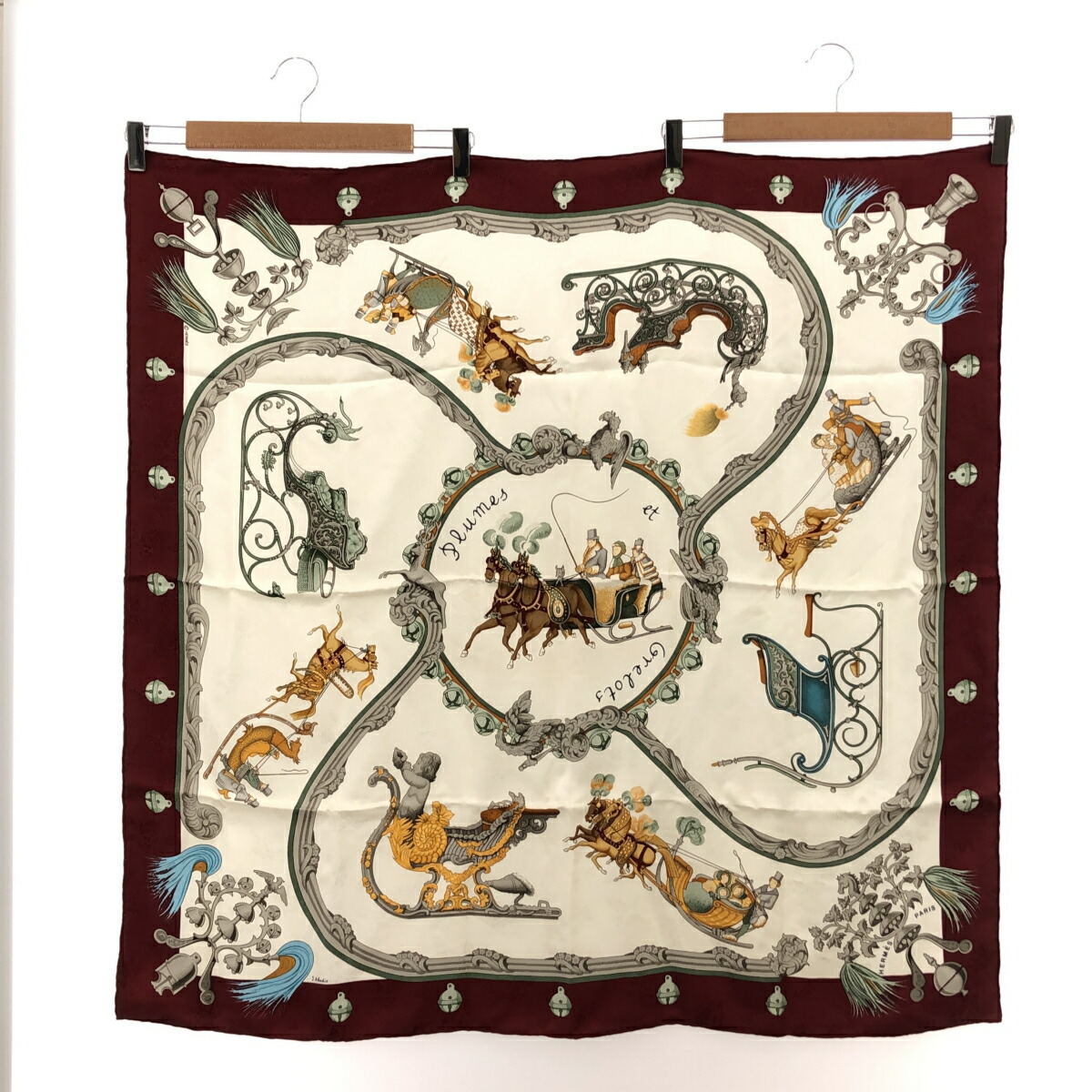 エルメス カレ90 羽飾りの激突 CHOCS EN PLUMES スカーフ HERMES エルメス スカーフ カレ90 CHOCS EN PLUMES 羽飾りの激突