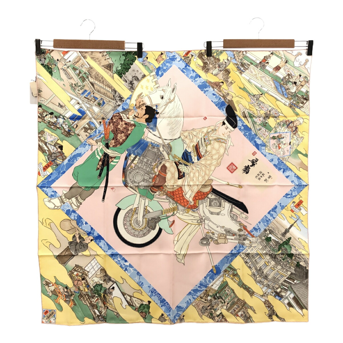 楽天市場】エルメス スカーフ カレ 90 山口晃 カレ絵巻 エルメス
