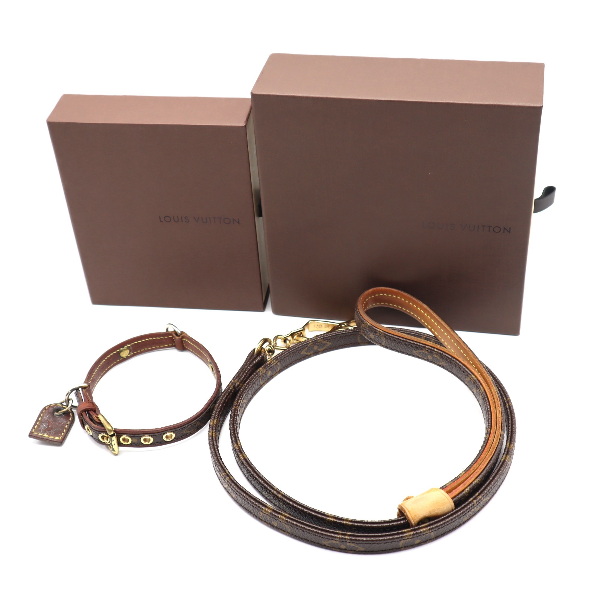ルイヴィトン　コリエバクスター レッスバクスター セット 首輪 リード ほぼ新品】ルイヴィトン LOUIS VUITTON モノグラム コリエ