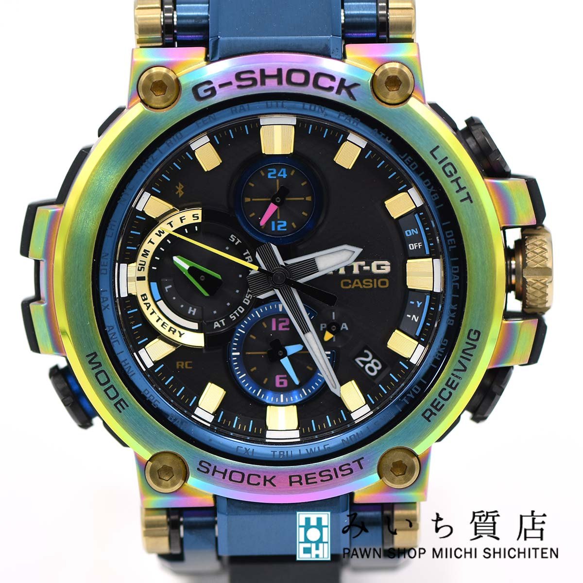 一六銀行 稼動 ウオッチ CASIO カシオ Gぼうぜん自失 MT-G 20周年祝する模範例 MTG-B1000RB-2AJR ソーラー ルナレインボー 23k20-1 みいち質店