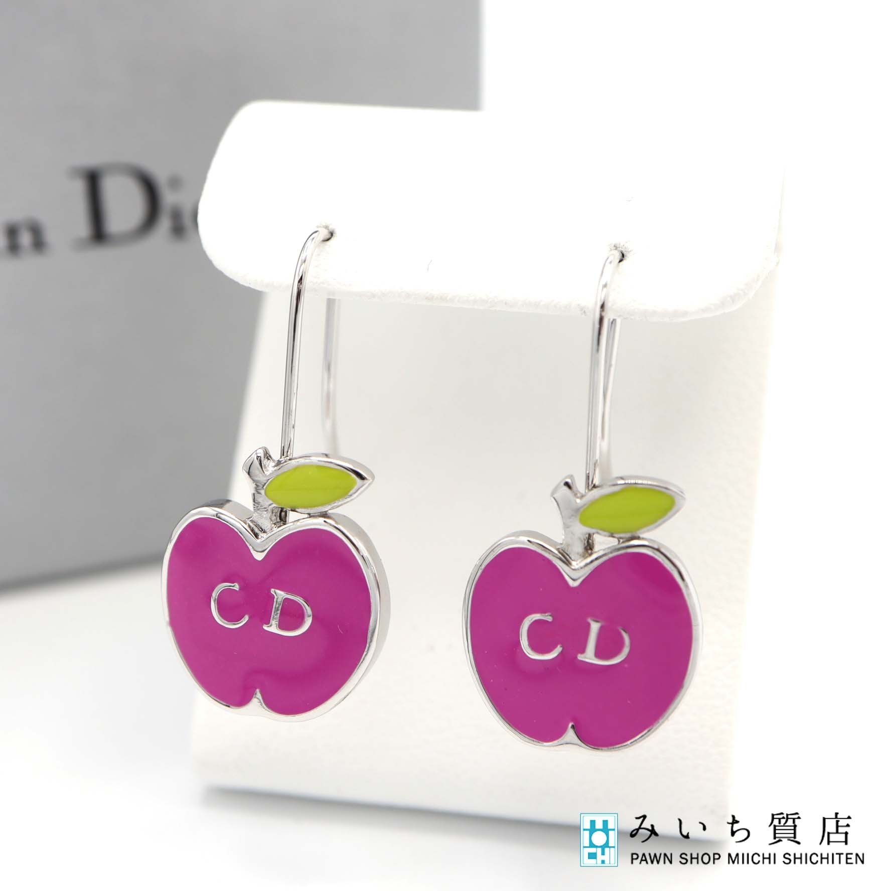 質屋 Christian Dior ディオール CD ピアス リンゴ 林檎 フックピアス アクセサリー ピンク レディース 箱有 H13741 みいち質店|みいち質店