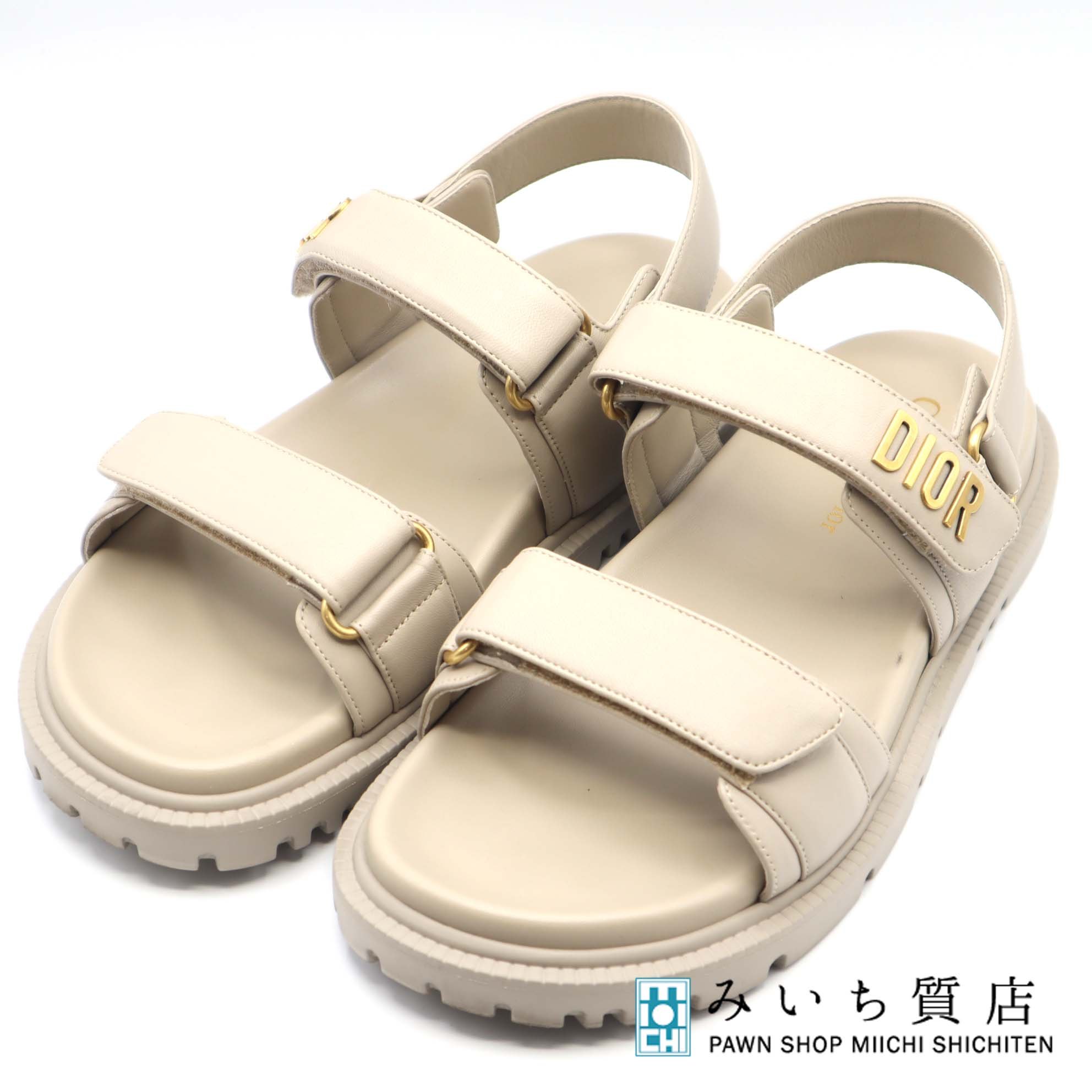 一六銀行  Christian Dior クリスチャンディオール サンダル Dioract ディオールアクト 38 ベージュ 靴 レディース H17450 みいち質店