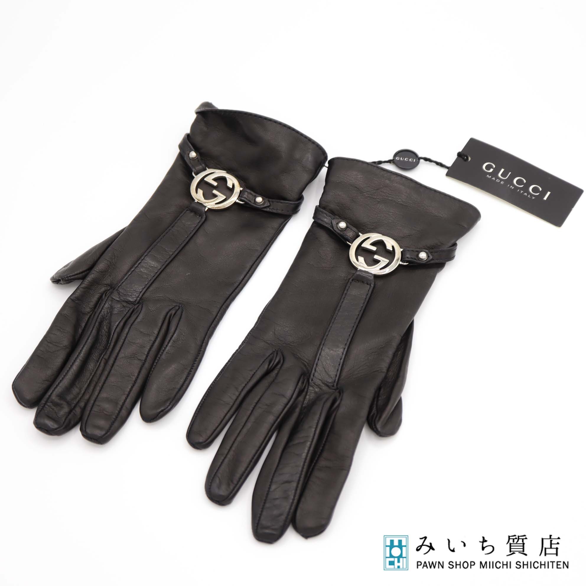 [Gucci] グッチ　レディース　レザーグローブ 本革手袋 ブラック　Ｓサイズ imgrc0076190006.jpg