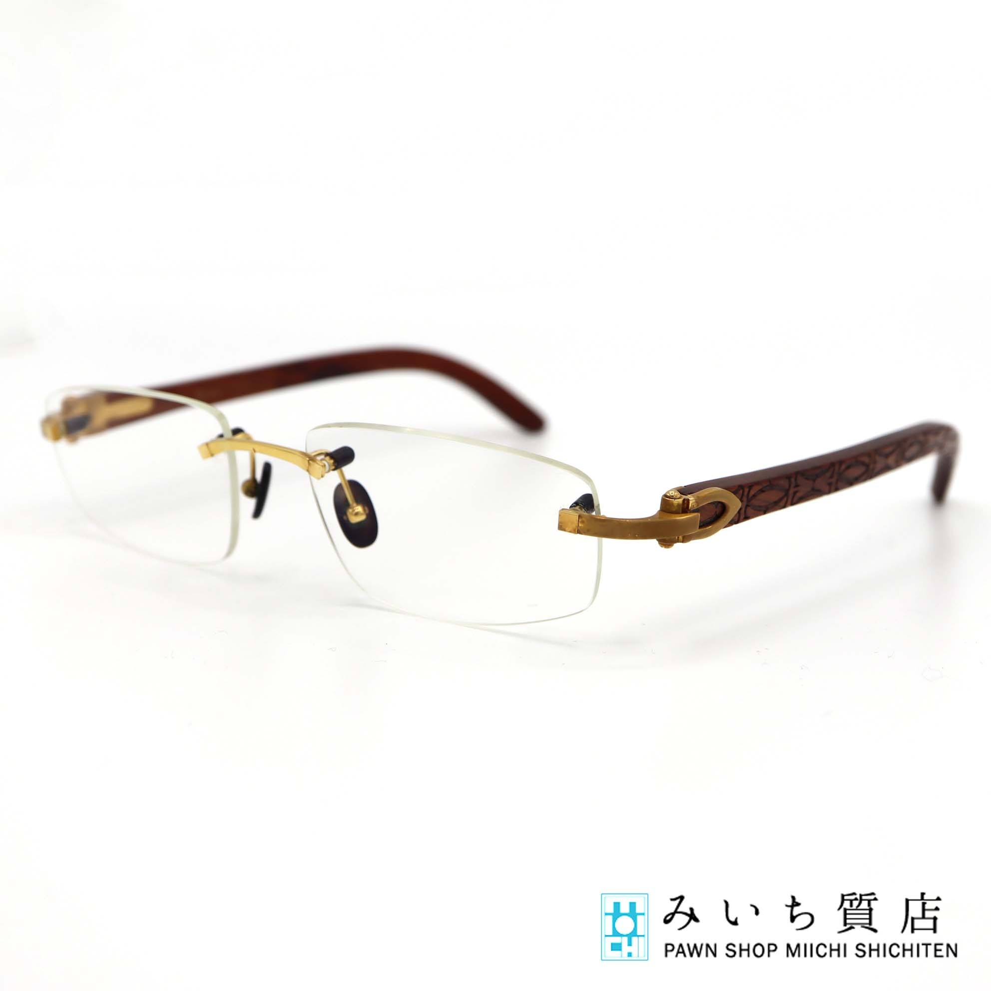 【Cartier】レクタングル フレームレス メガネ ☆関税送料込み☆ CARTIER EYEWEAR Frameless Gold-Tone Optical Glasses