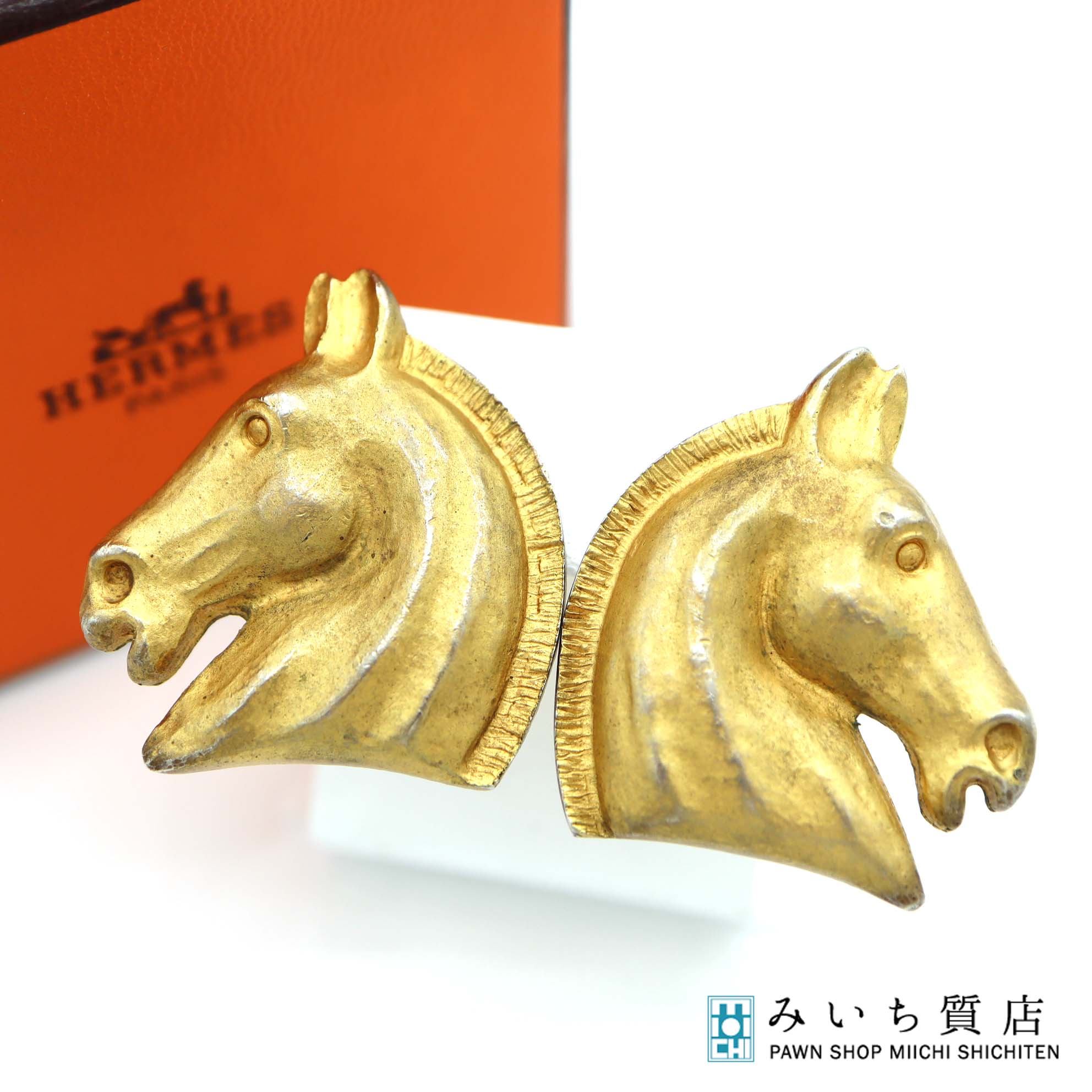 エルメス ゴールドプレート ホースヘッドイヤリング 楽天市場】【中古】HERMES エルメス ホースヘッド イヤリング