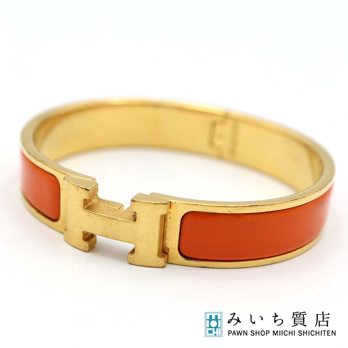 HERMES ゴールド オレンジ バングル HERMES エルメス ケリーバングル オレンジ ゴールド金具 - メルカリ