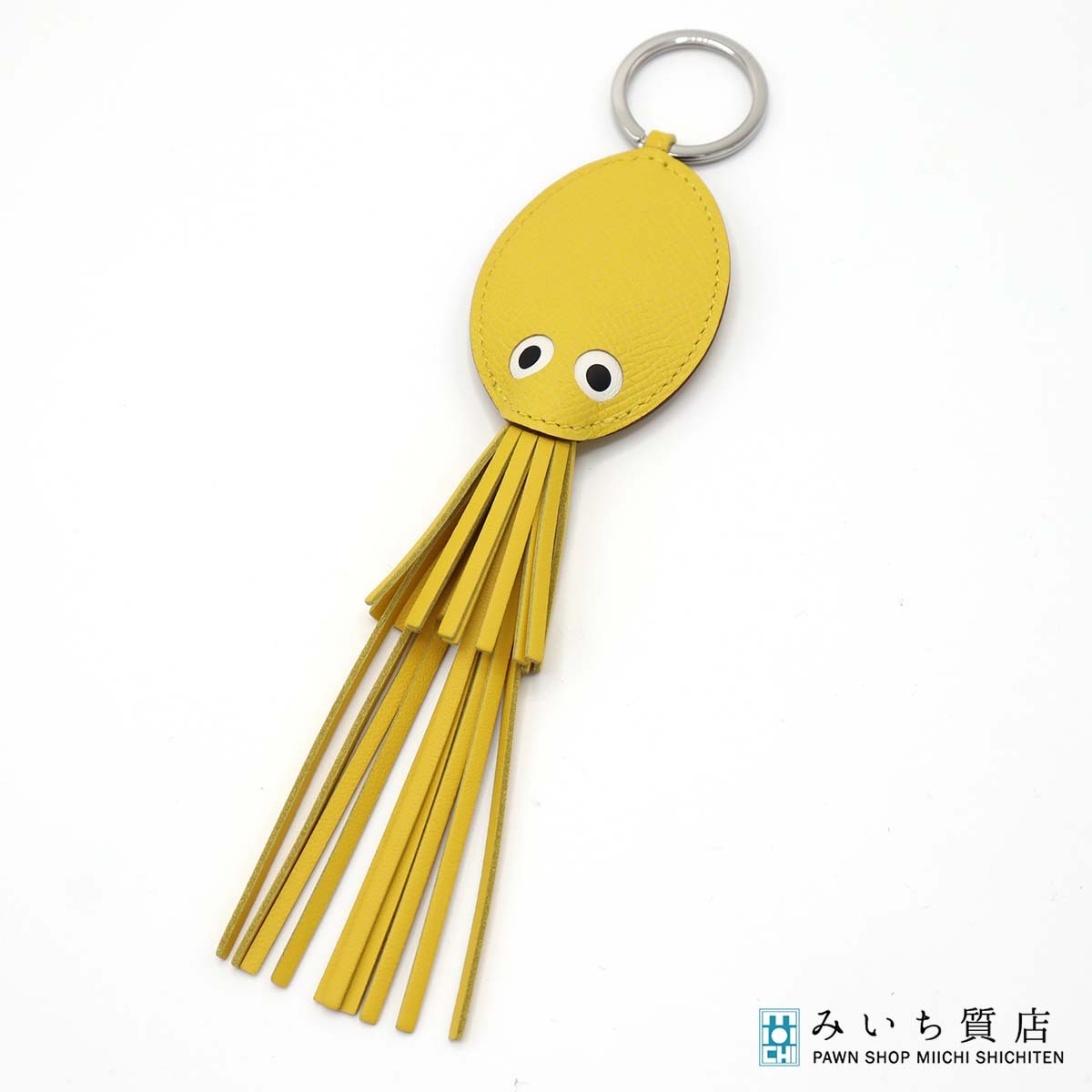 一六銀行 美品 HERMES エルメス 足懸かり輪っか タコ K目じるし ジョーヌナプル キーホルダー 佩び物 箱有 H18685 みいち質店