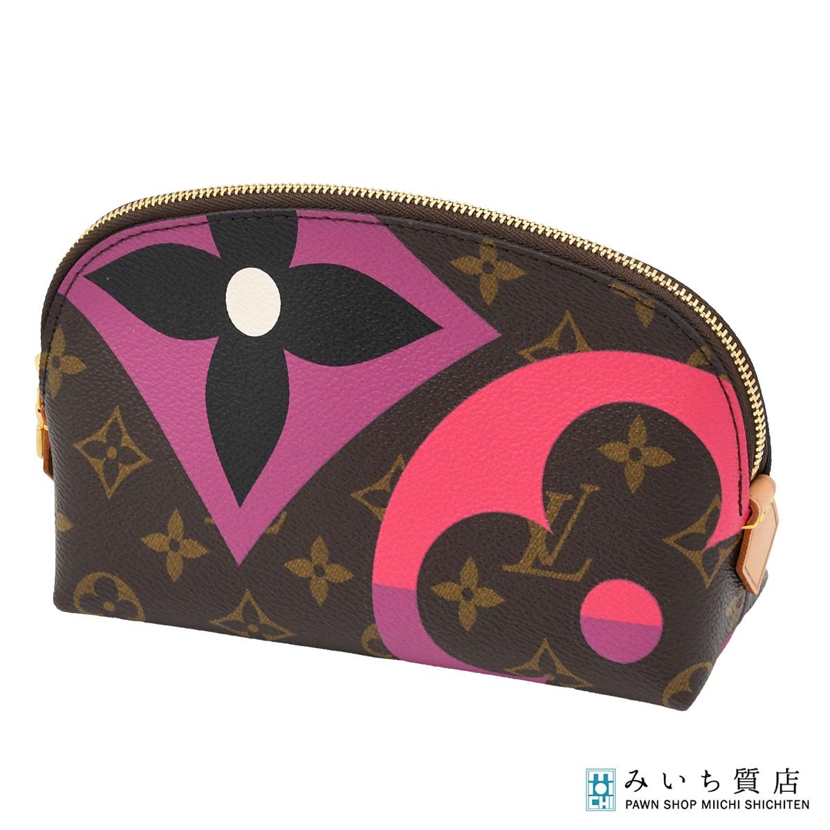 一六銀行 美品 LOUIS VUITTON ルイヴィトン LV M80283 ゲームオンモノグラム ポシェットスメティック 合財袋 赤銅色系 H18963 みいち質店