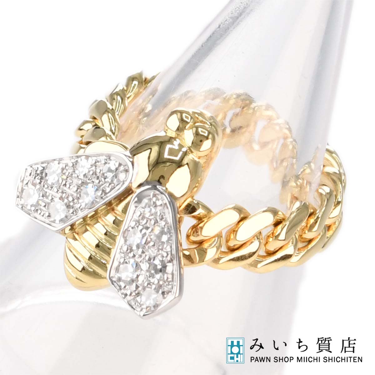 hum】リング【ホワイトダイアモンド】【K18WG】