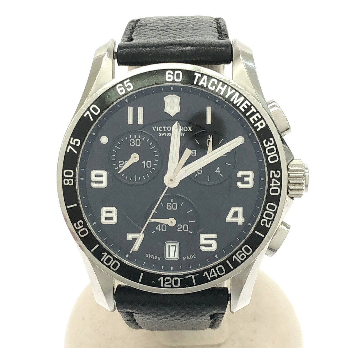 質屋 腕時計 訳あり 稼働 VICTORINOX ヴィクトリノックス 241493 クォーツ クロノグラフ 黒色文字盤 2025.4電池交換済 ベルト尾錠社外品 H10411 みいち質店｜みいち質店