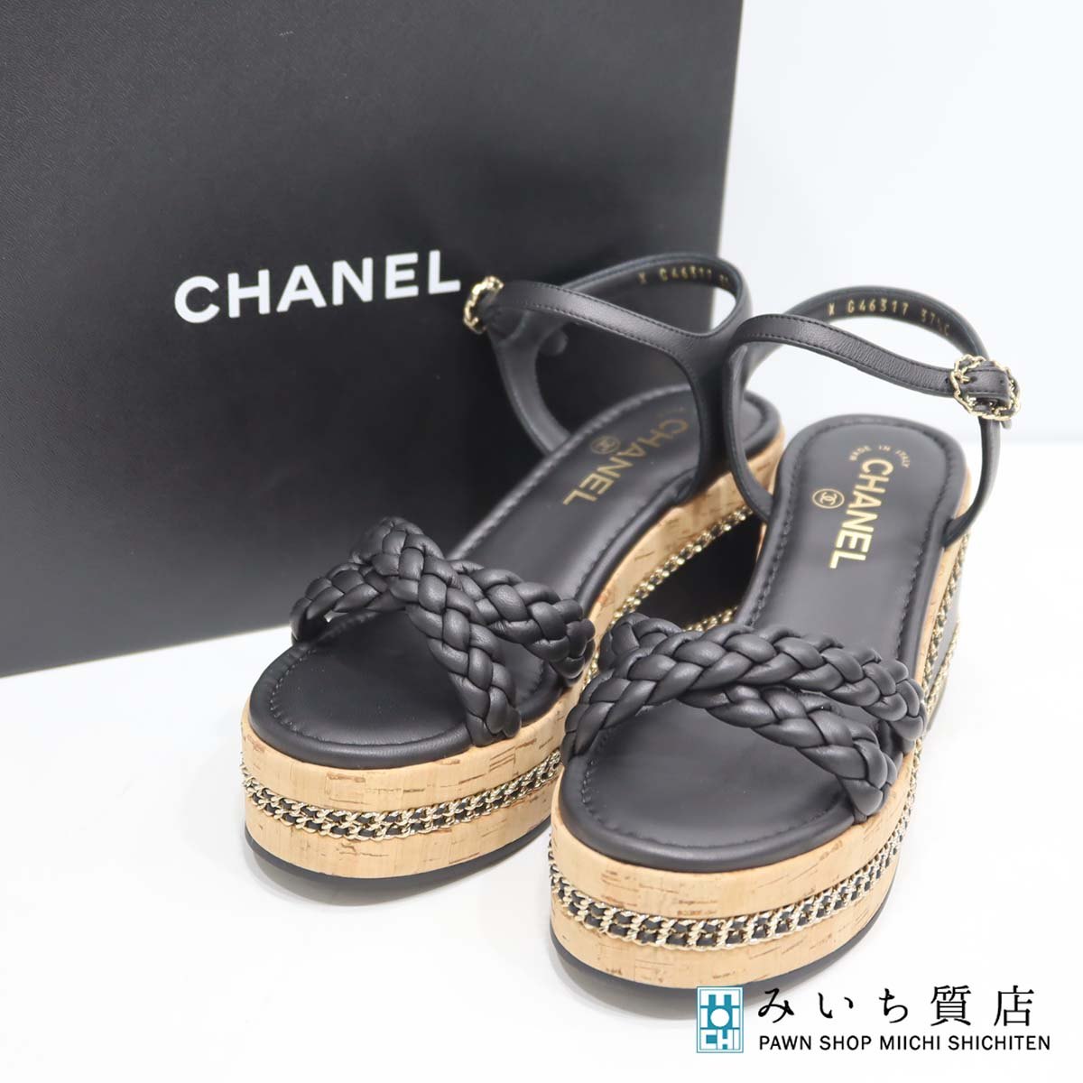 楽天市場】質屋 未使用 シャネル CHANEL サンダル ボア G45291