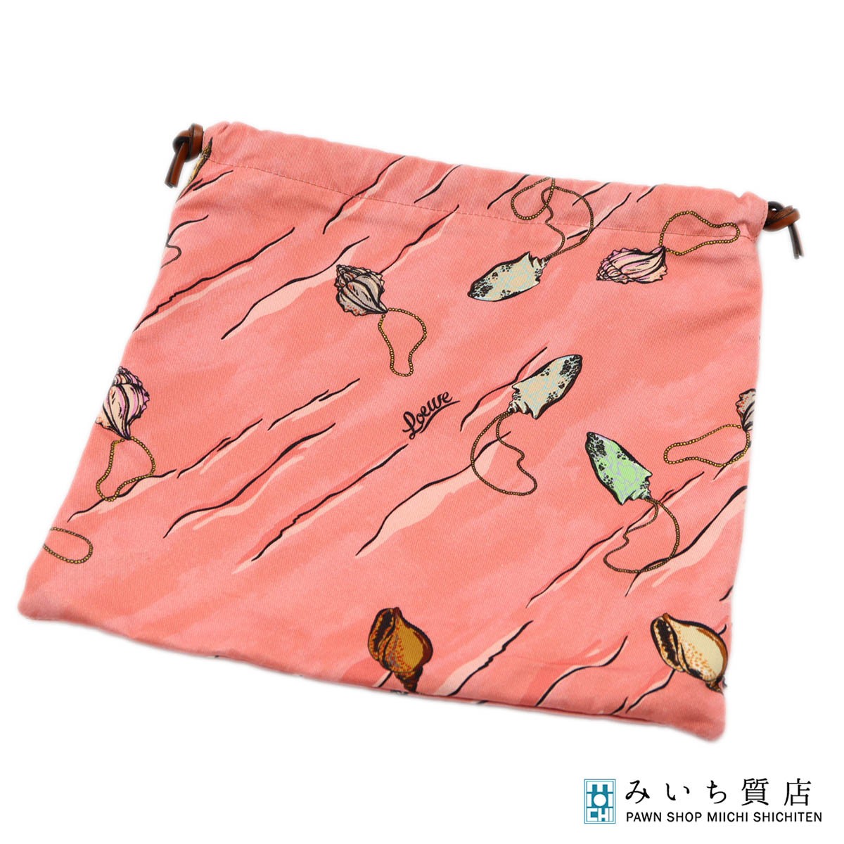 質屋 LOEWE ロエベ ドローストリングポーチ インナーバッグ 巾着 ピンク 保管袋 H19631 みいち質店｜みいち質店 28,258円