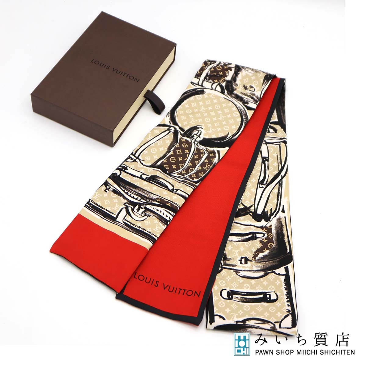 916美品✨ルイヴィトン バンドー・トランク スカーフ シルクレッド ABランク】ルイヴィトン LOUIS VUITTON バンドー・トランク