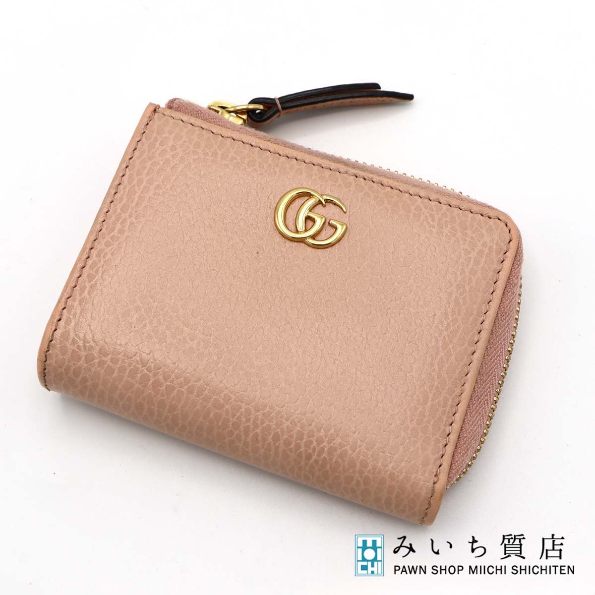 一六銀行 GUCCI グッチ GG マーモント L字 ジップアラウンド 紙入れ ジップウォレット サクラ色 歌留多入れもの H21010 みいち質店