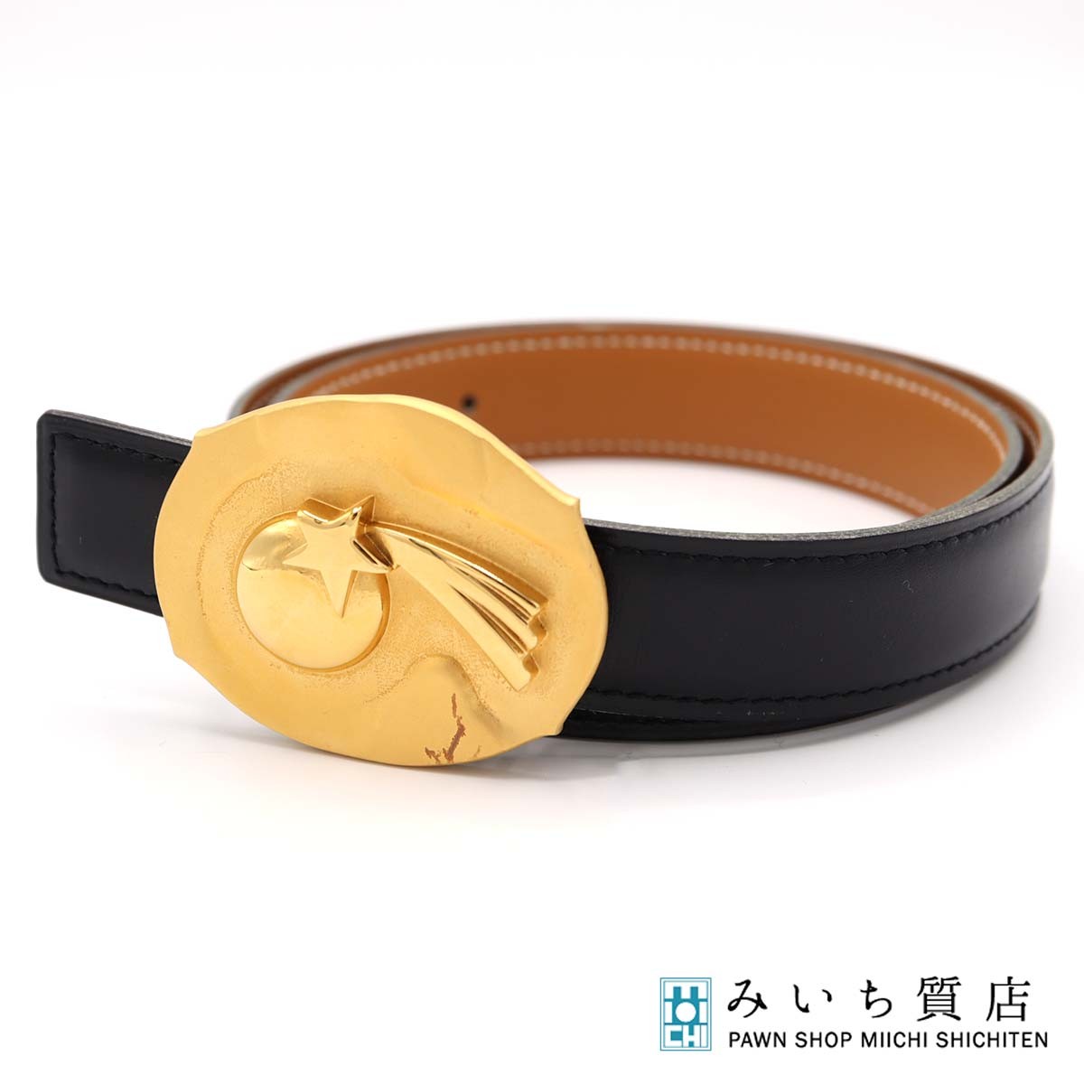 質屋 HERMES エルメス ベルト シューティングスター サイズ65 □C刻印 ブラック 服飾小物 M4129 みいち質店｜みいち質店