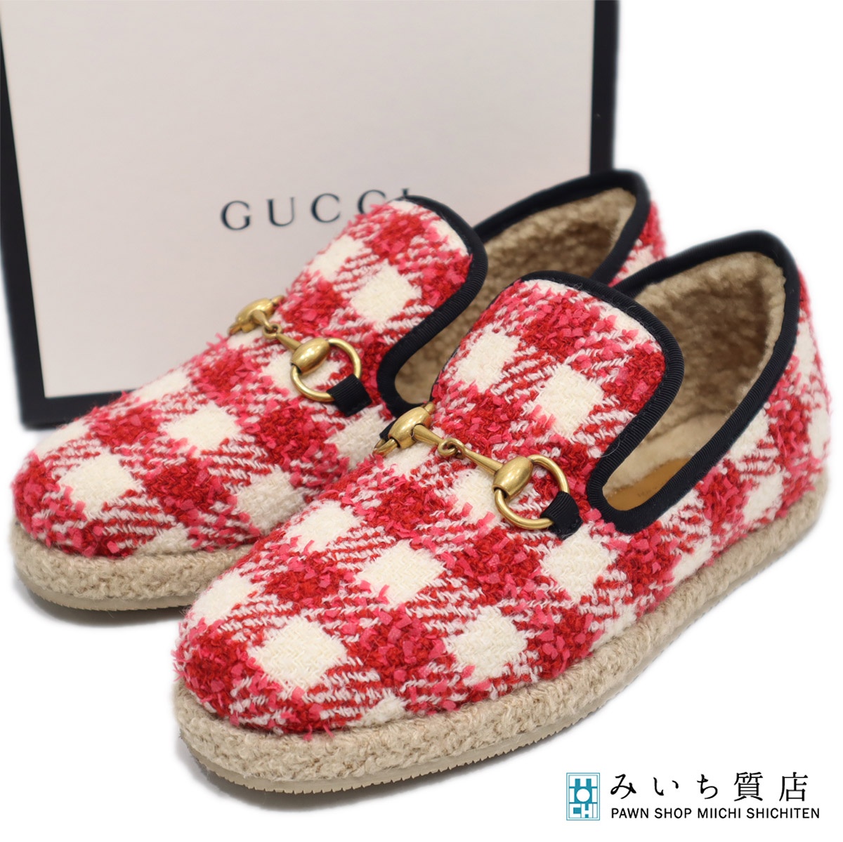 楽天市場】【グッチ】Gucci ツイード ホースビット ローファー