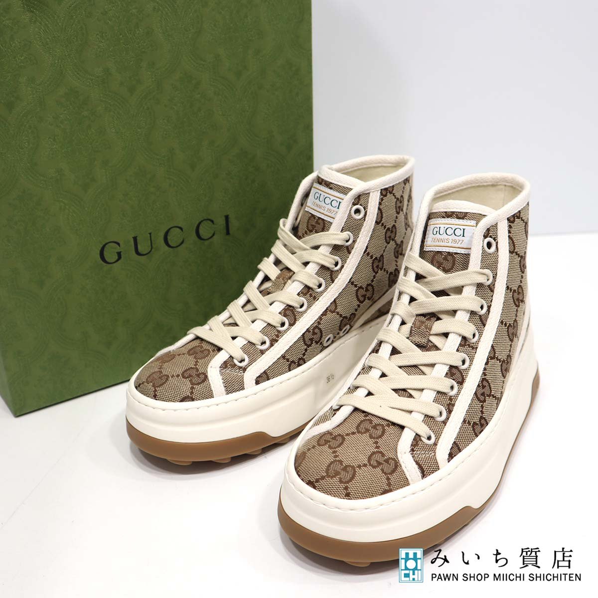 GUCCI ホワイトメッシュハイカットスニーカー t4036-1.jpg
