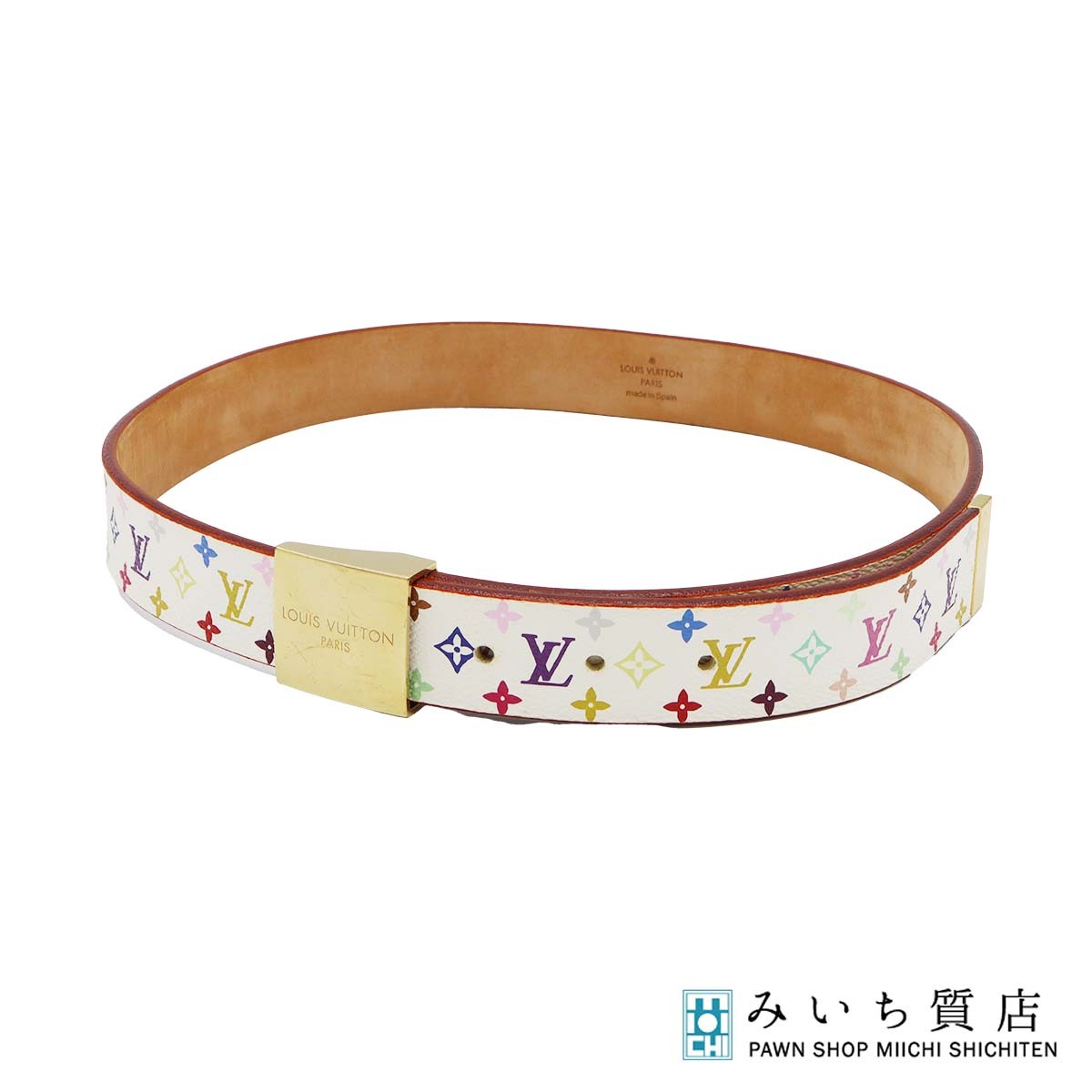 質屋 LOUIS VUITTON ルイヴィトン M9270U サンチュール キャレ マルチカラー モノグラム ベルト 80/32 箱あり M4449 みいち質店｜みいち質店