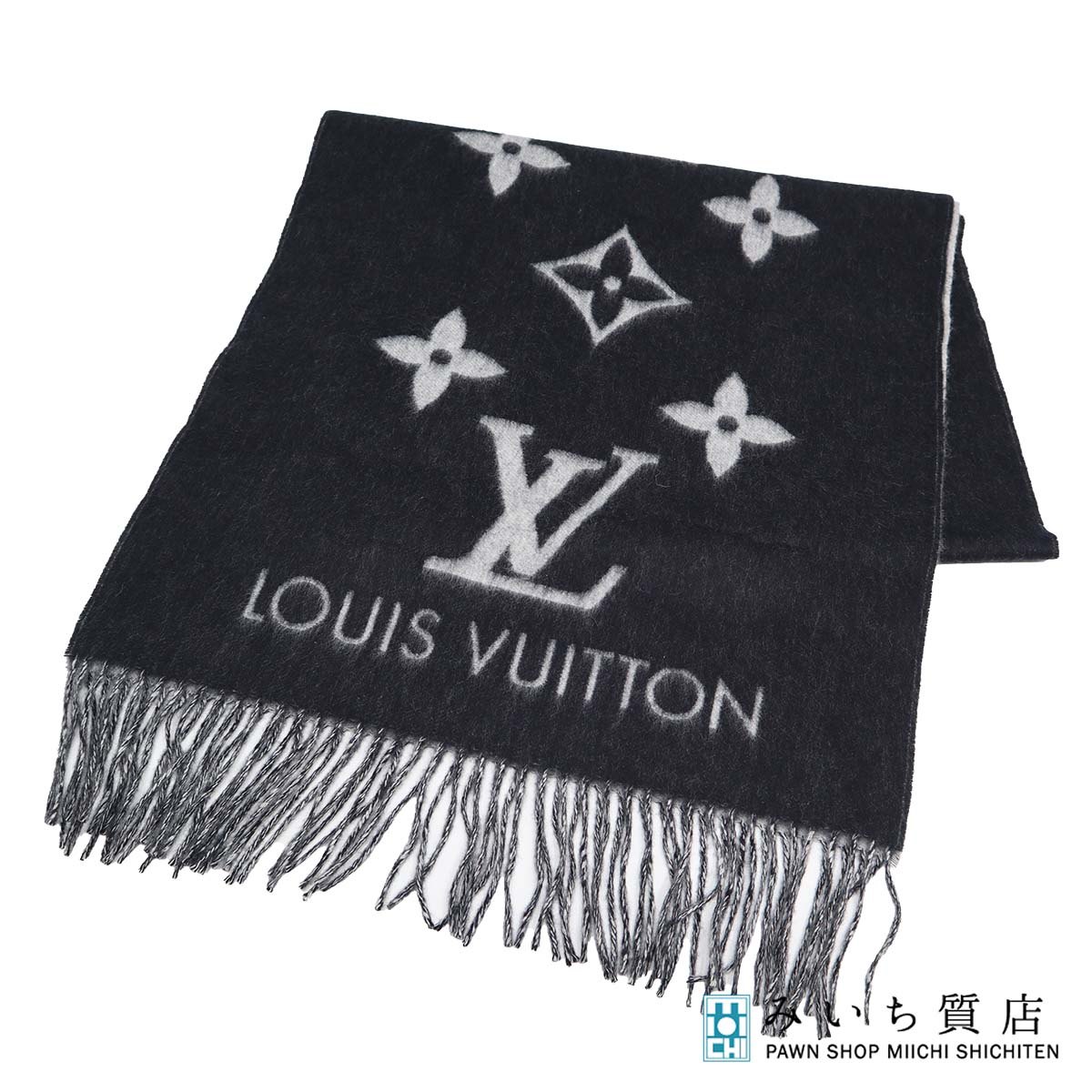 一六銀行 LOUIS VUITTON LV ルイヴィトン えり巻き M71040 モノグラム カシミール100％ 黒いこと 薄墨色 服飾小物 ok1568 みいち質店