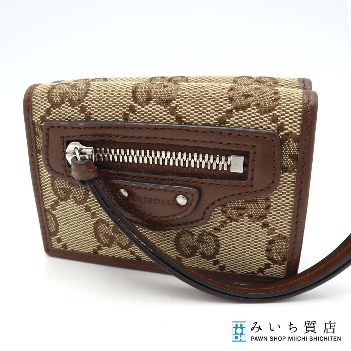 一六銀行 GUCCI×BALENCIAGA グッチ バレンシアガ 共同研究 GG帆布 ベージュ×エボニー 681708 紙入れ 箱有 ok1460 みいち質店