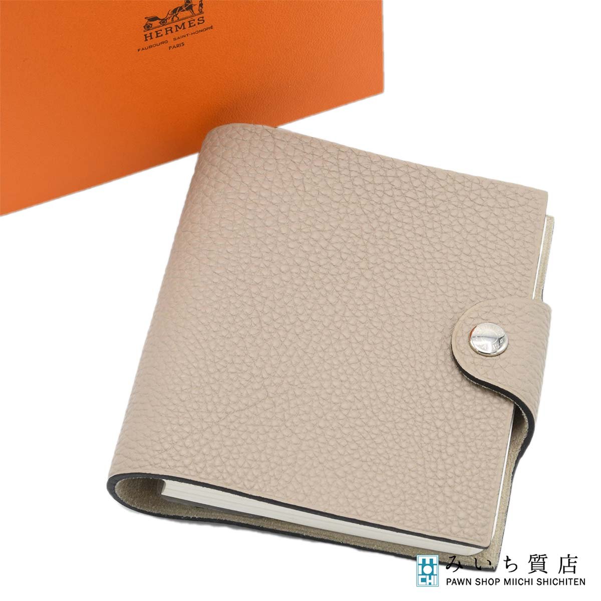 一六銀行 HERMES エルメス 万覚え帳押しかぶせる おぼえ書き帳 ユリス ミニ  ベージュ系 □K目じるし 箱有 H22300 みいち質店