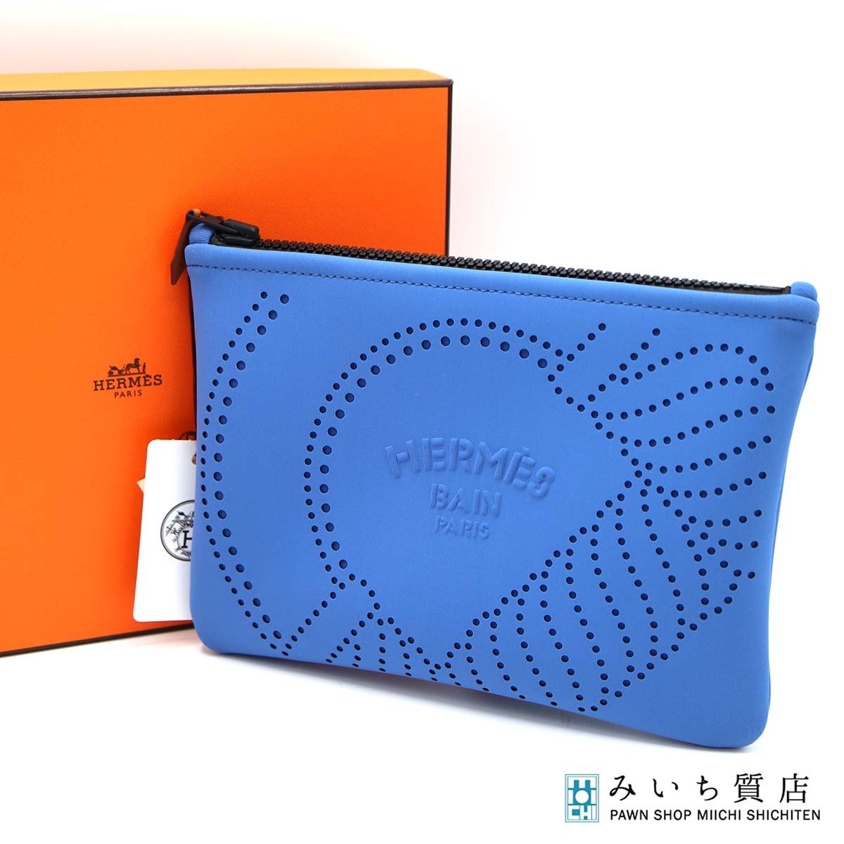 一六銀行 HERMES エルメス ネオヴァン カノエH 青色 合財袋 ポリアミド エラスタン 滑っこい合財袋 付属物合財袋 H6790 みいち質店 レディースバッグ-バッグ-バッグ・小物・ブランド雑貨
